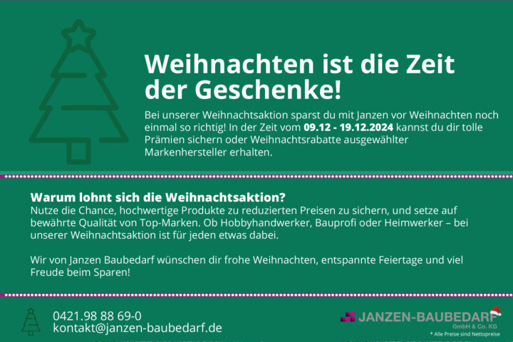 Weihnachtsaktion bei Janzen Baubedarf