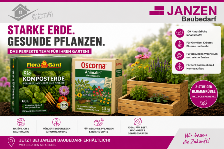 FloraGard Komposterde und Oscorna Animalin mit Blumenkübel